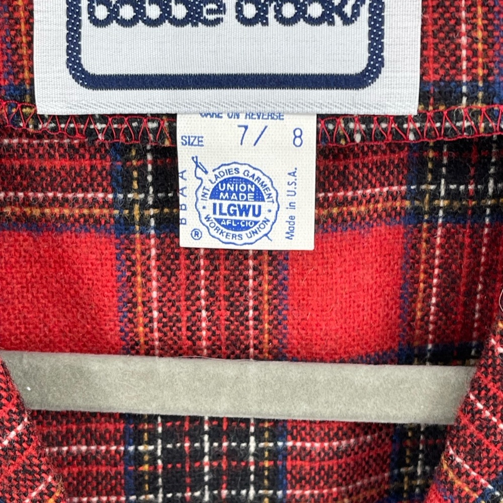 Vintage Bobbie Brooks Union Made Skirt Set Red Plaid Size 7/8 Wool Blend - Picture 7 of 10